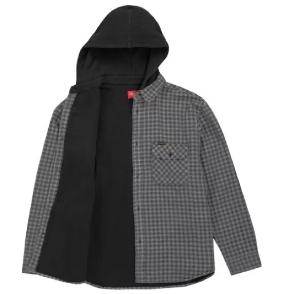 FW22 Houndstooth Flannel hooded shirt size medium brand new - Picture 2 of 5